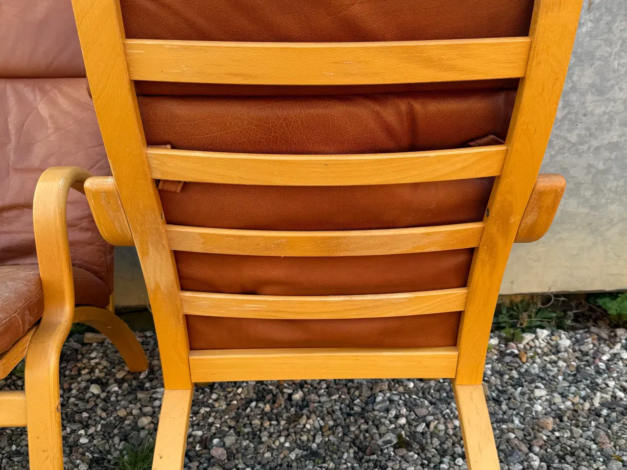 Billede 7 - STOUBY hvilestole i bøg m. Cognac farvet læder.