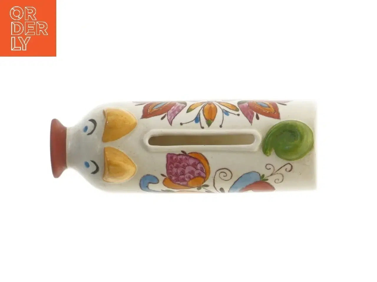 Billede 2 - Keramisk sparegris med dekorationer (str. 21 cm)