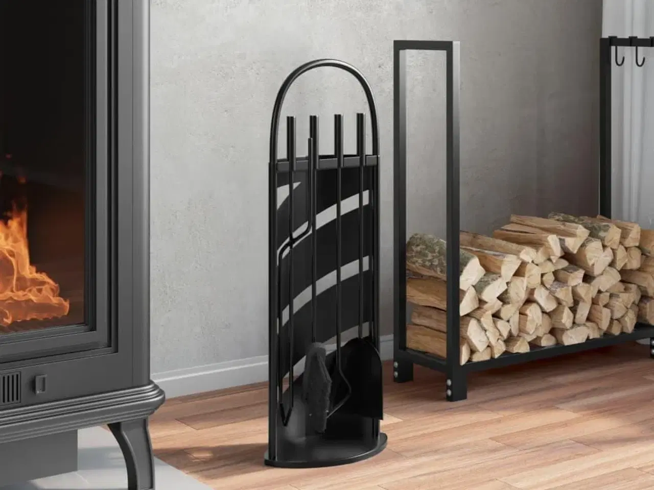 Billede 3 - 5-delt pejsværktøjssæt 23 x 15 x 66 cm stål