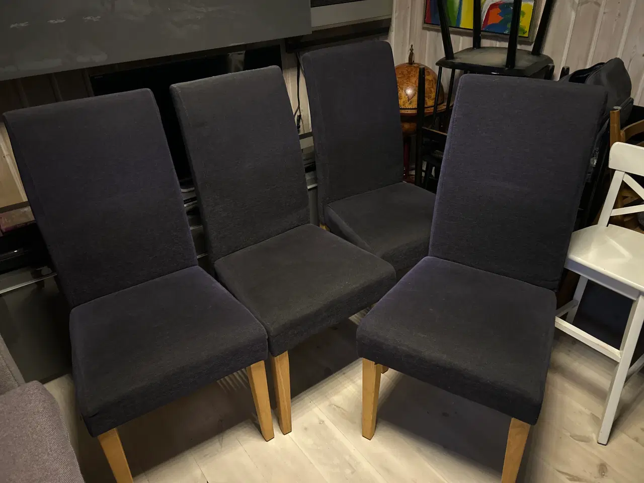 Billede 1 - 4 stole i lækkert sort stof