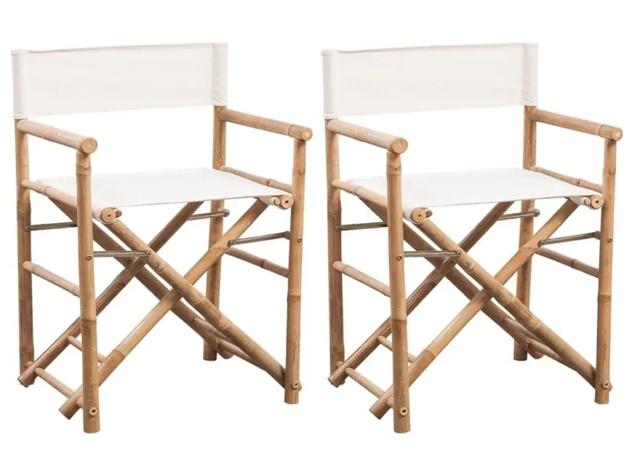 Billede 1 - Foldbare instruktørstole 2 stk. bambus og lærred