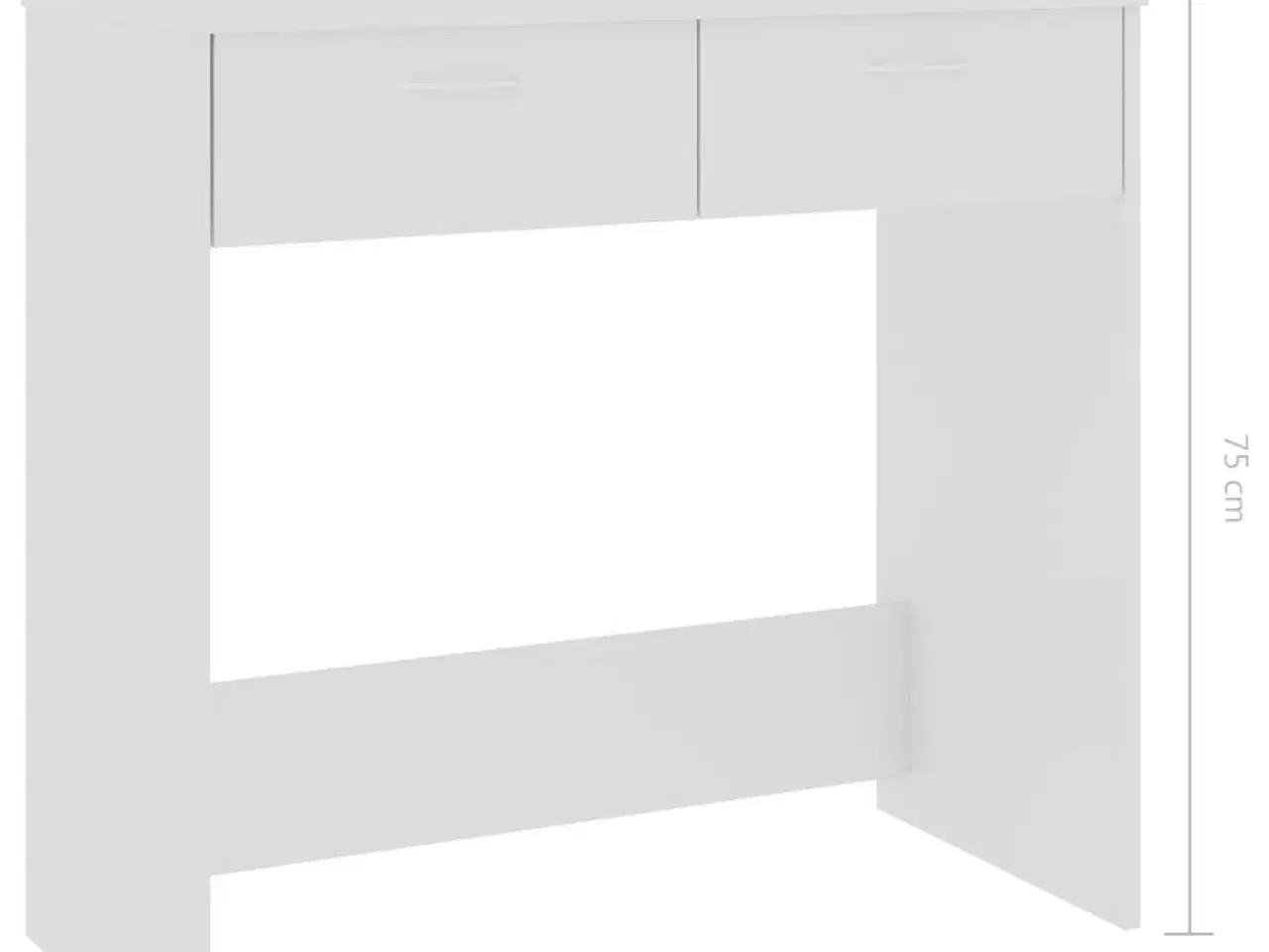 Billede 6 - Skrivebord 80x40x75 cm konstrueret træ hvid højglans