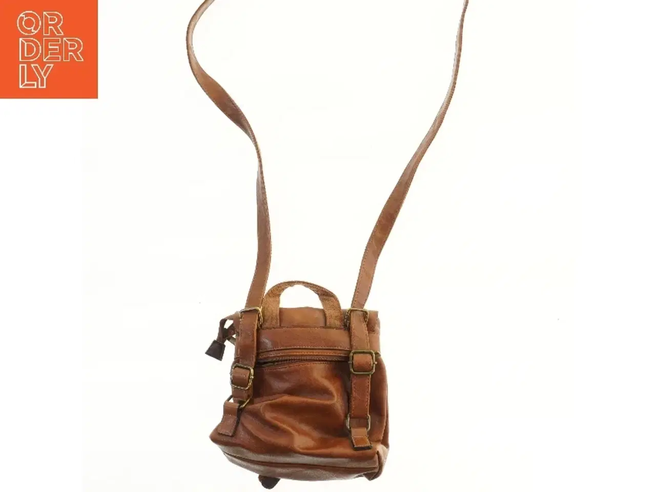Billede 2 - Brun læder rygsæk (str. 26,5x27 cm)