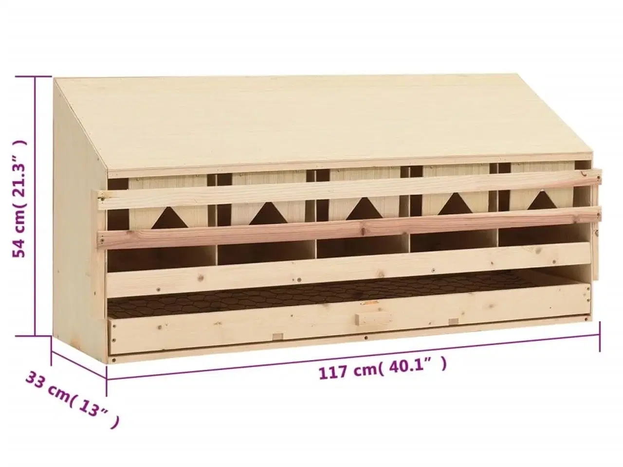 Billede 7 - Redekasse til høns med 5 rum 117x33x54 cm massivt fyrretræ