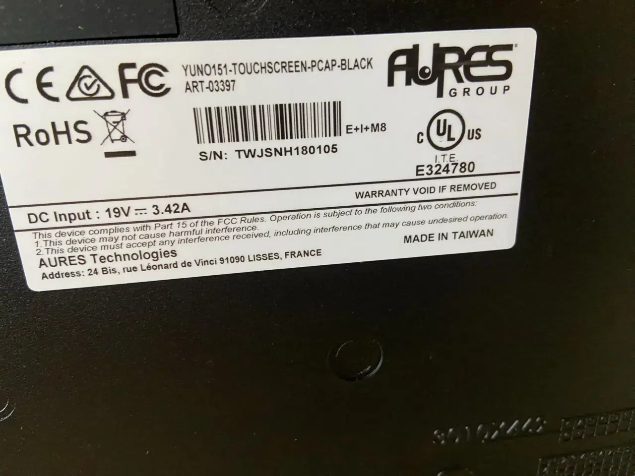 Billede 2 - Aures Yuno 15” LED PCAP touchskærme (sort)