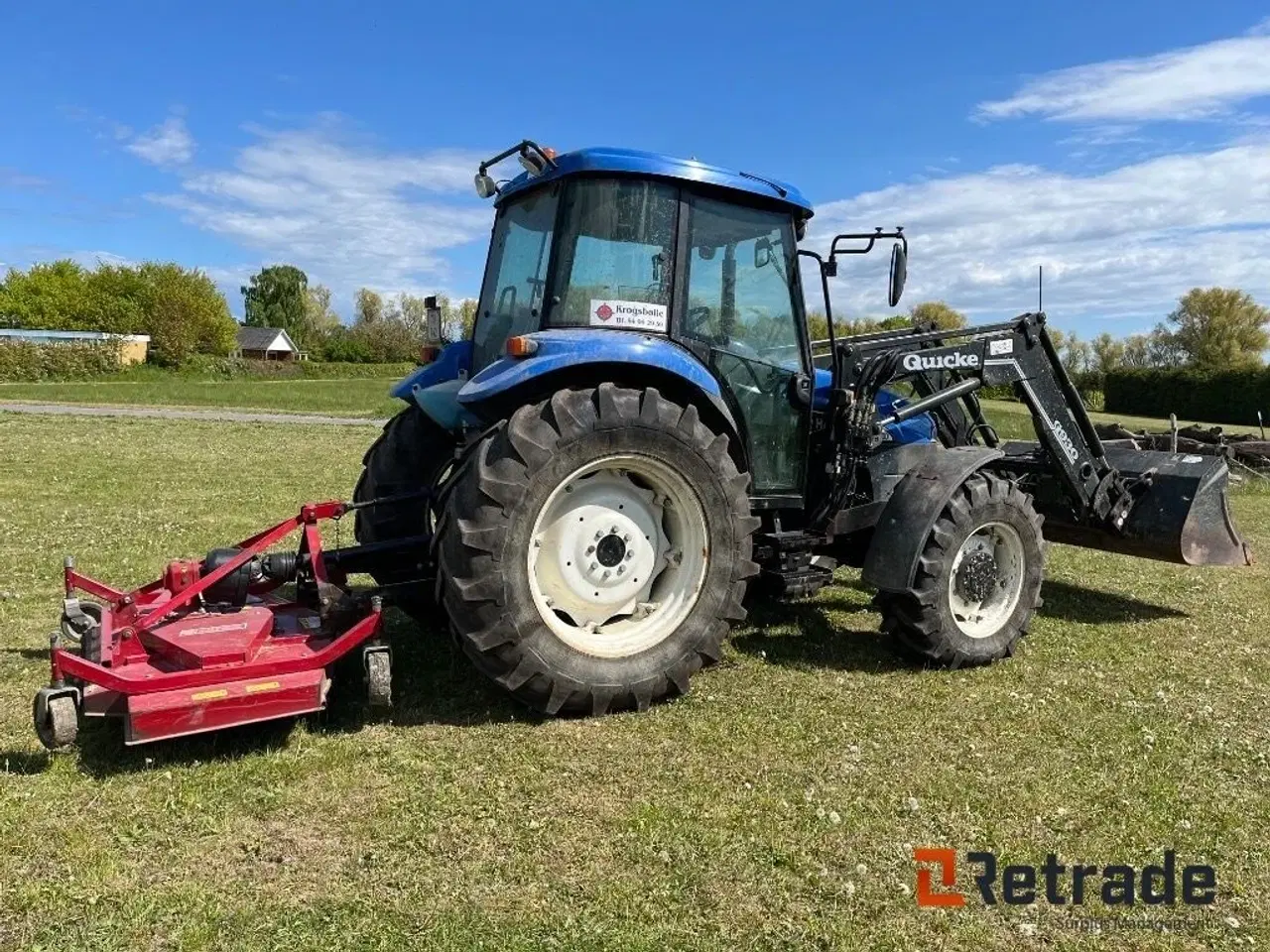 Billede 3 - New Holland TD90D med frontlæsser og græsklipper.