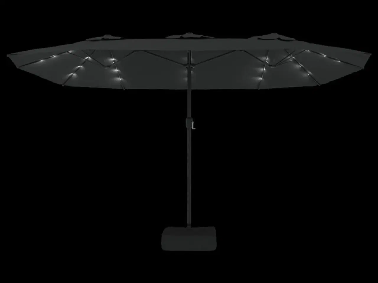 Billede 6 - Parasol med dobbelt parasoldug og LED-lys 449x245 cm sort