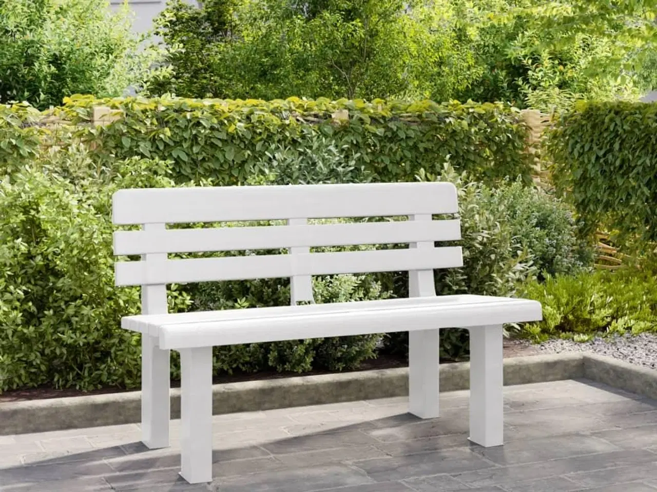 Billede 3 - Havebænk 110x52x71 cm polypropylen hvid