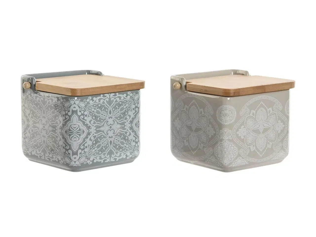 Billede 1 - Saltkar med låg - blå/beige/pink/syren, bambus, 750 ml (2 stk)