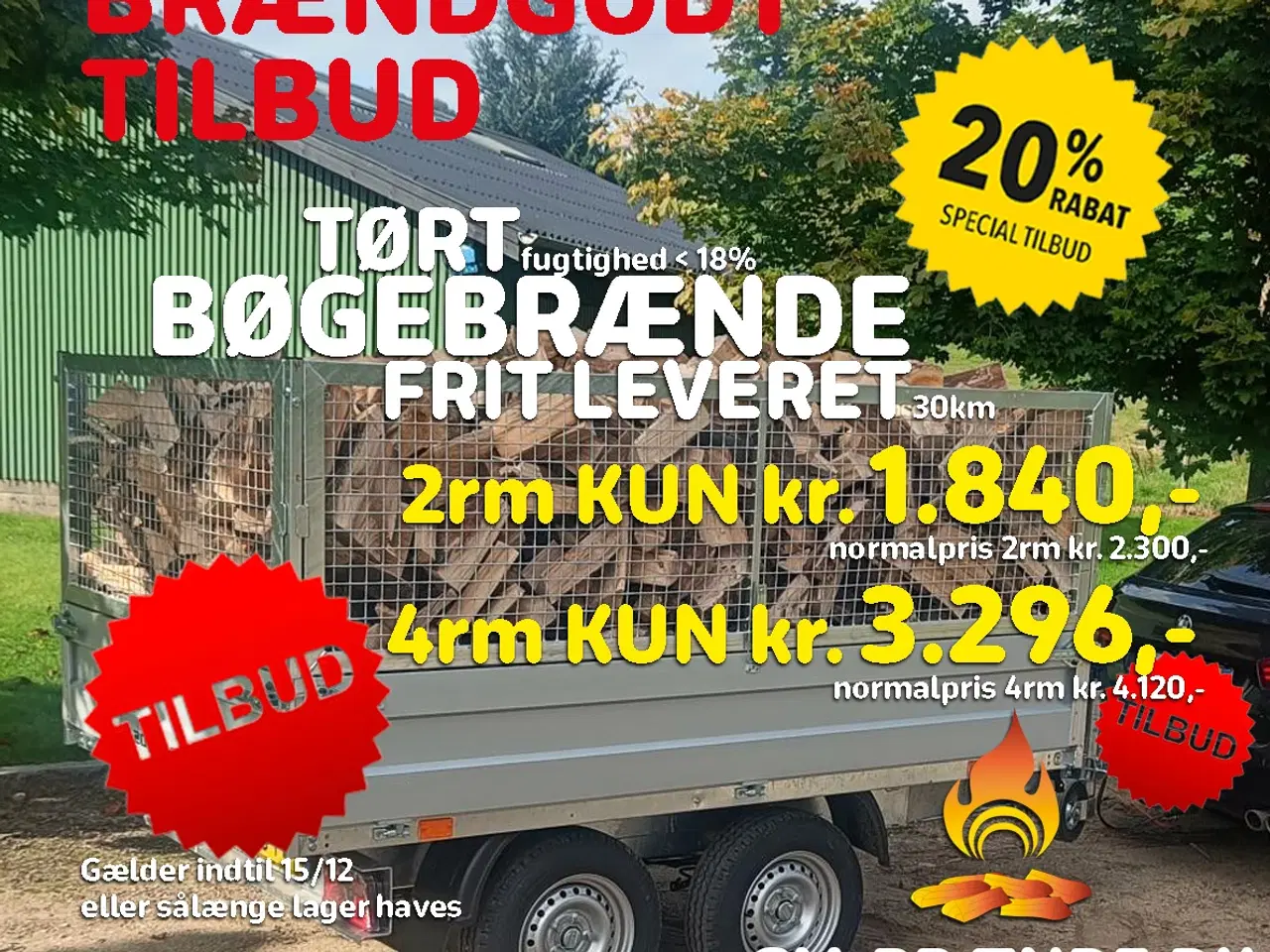 Billede 1 - Brændgodt tilbud: Tørt bøgebrænde, frit leveret 