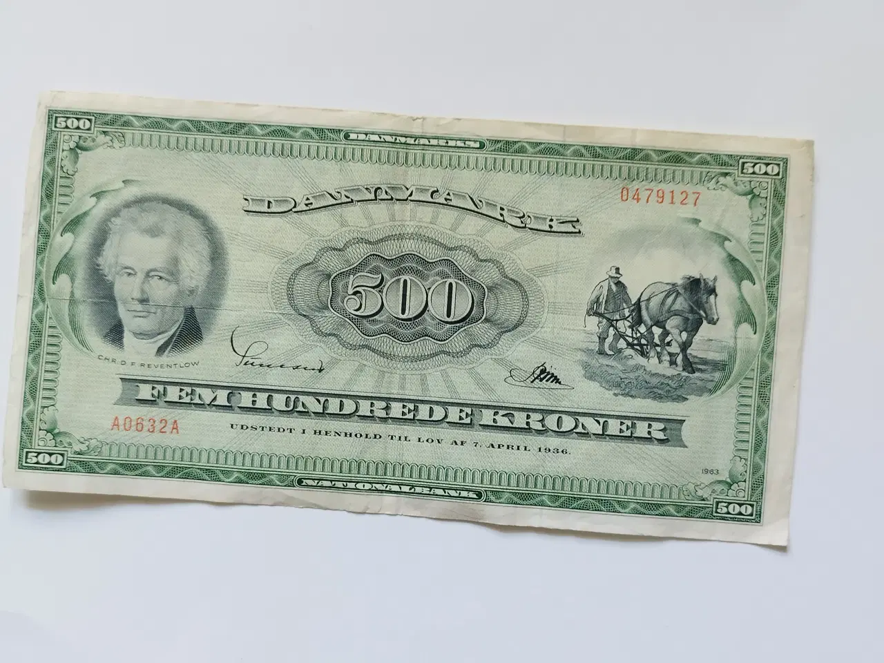 Billede 1 - Plovmand 1963. 500 kr.
