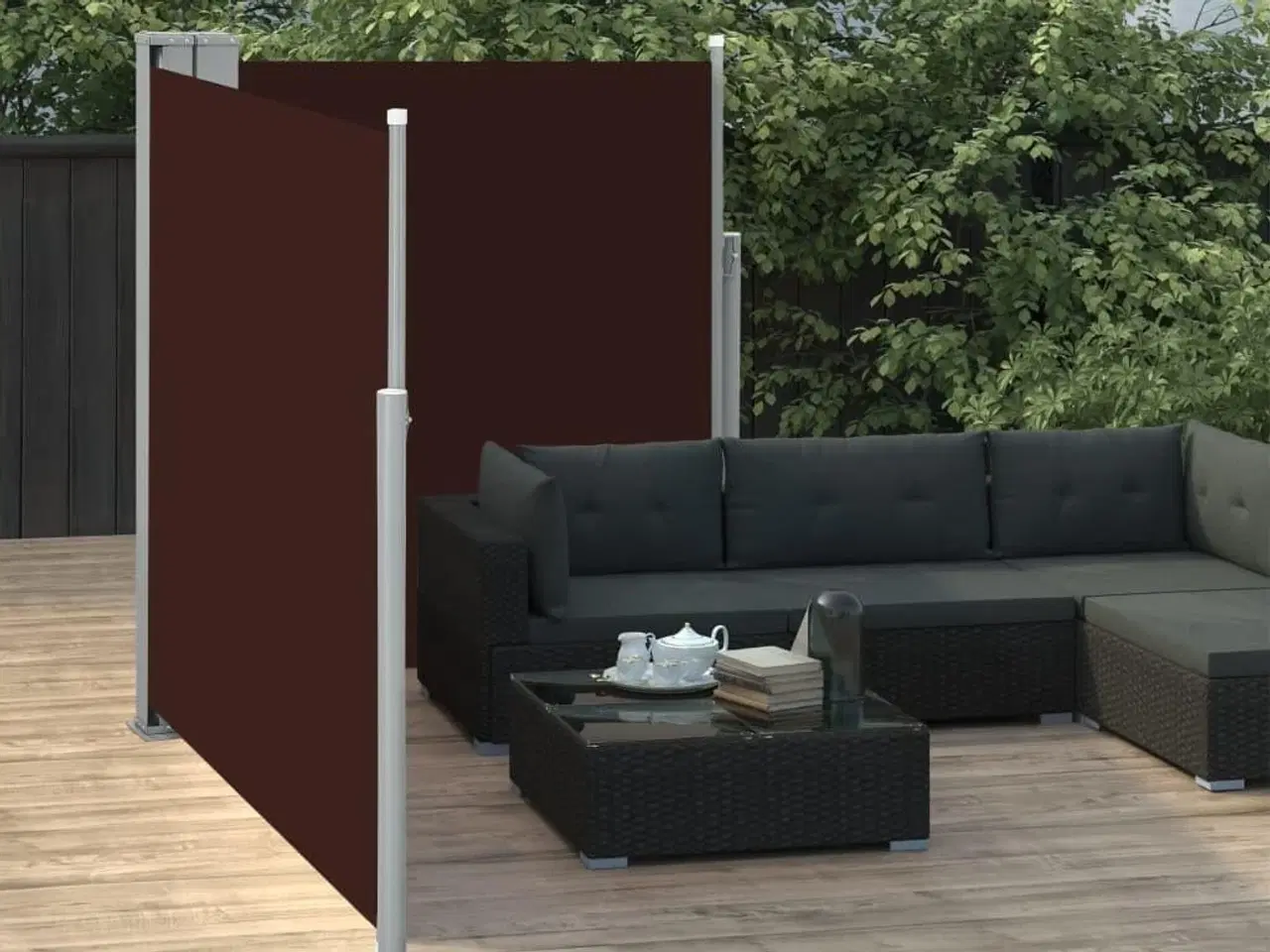 Billede 2 - Sammenrullelig sidemarkise 140 x 600 cm brun