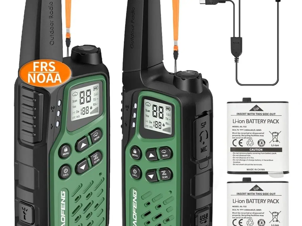 Billede 7 - Walkie talkie BAOFENG BF-T25E – grøn, sæt med 2