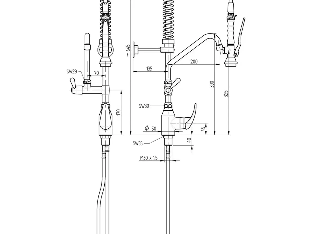 Billede 2 - Vandarmatur i rustfrit stål B200 x D200 x H600 mm