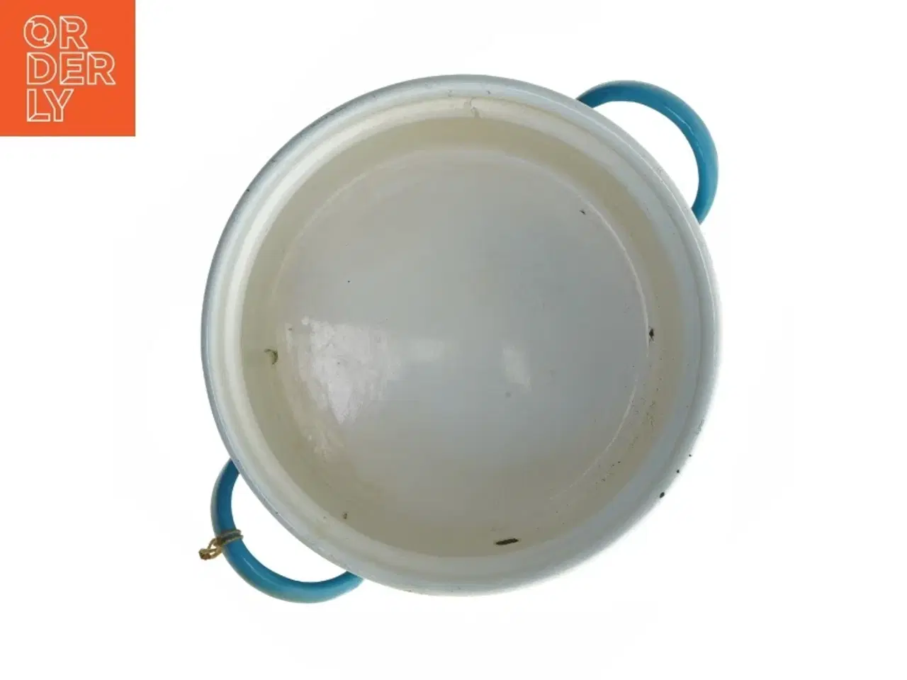 Billede 3 - Blå emaljeret gryde med låg (str. 11x20 cm)