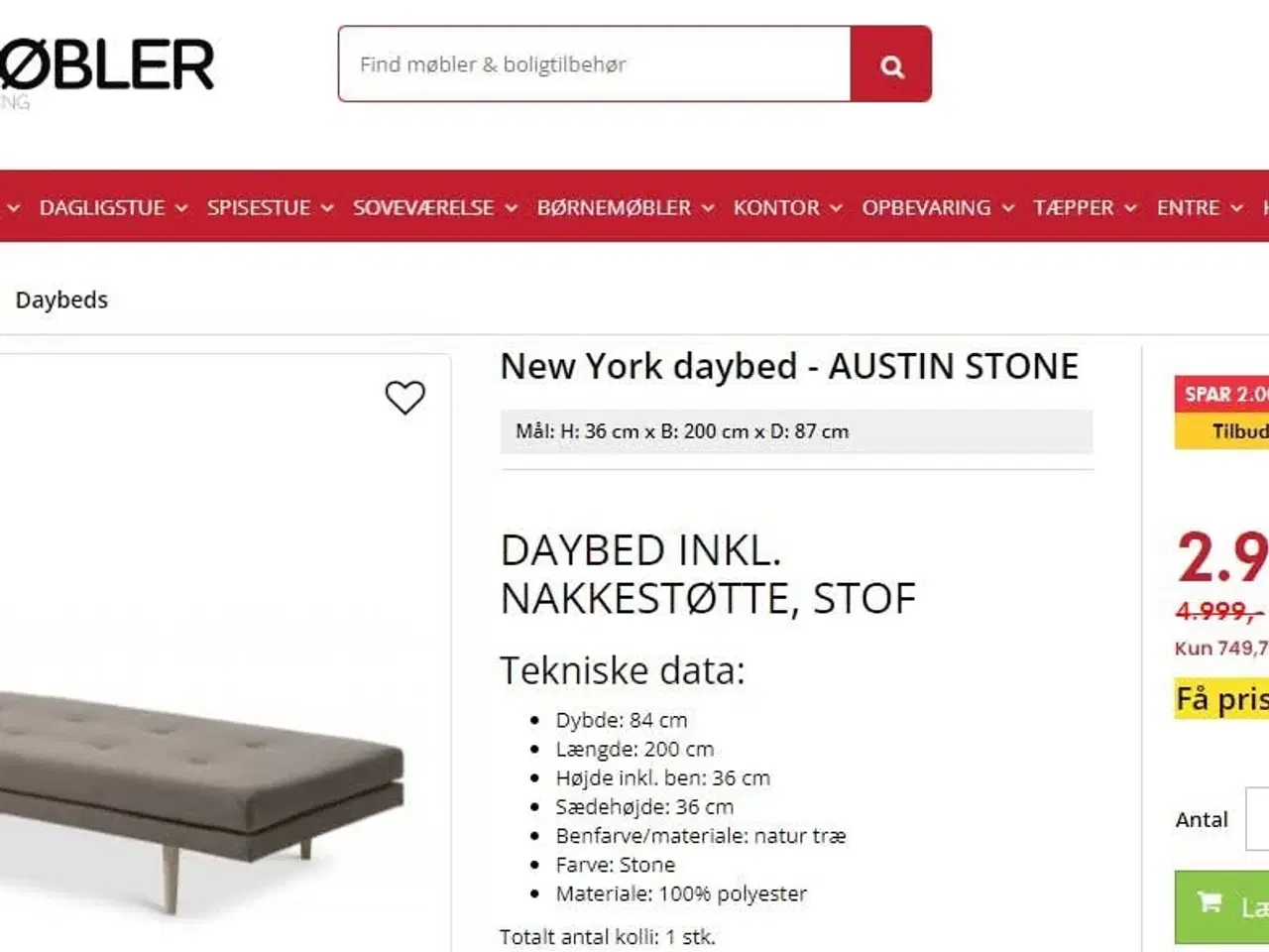 Billede 5 - Daybed - New York inkl. Nakkestøtte