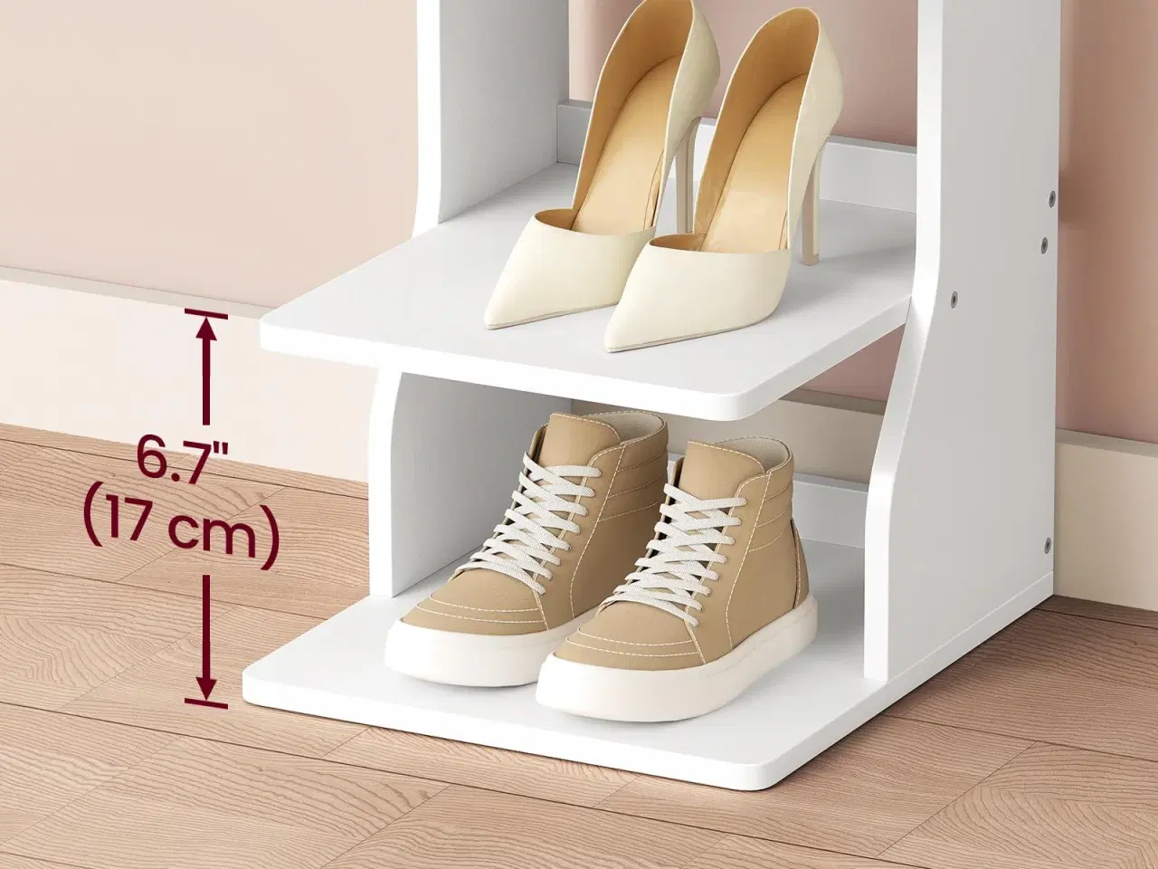 Billede 4 - Smal skoreol med 9 hylder – mat hvid, pladsbesparende skoopbevaring til entré og små rum