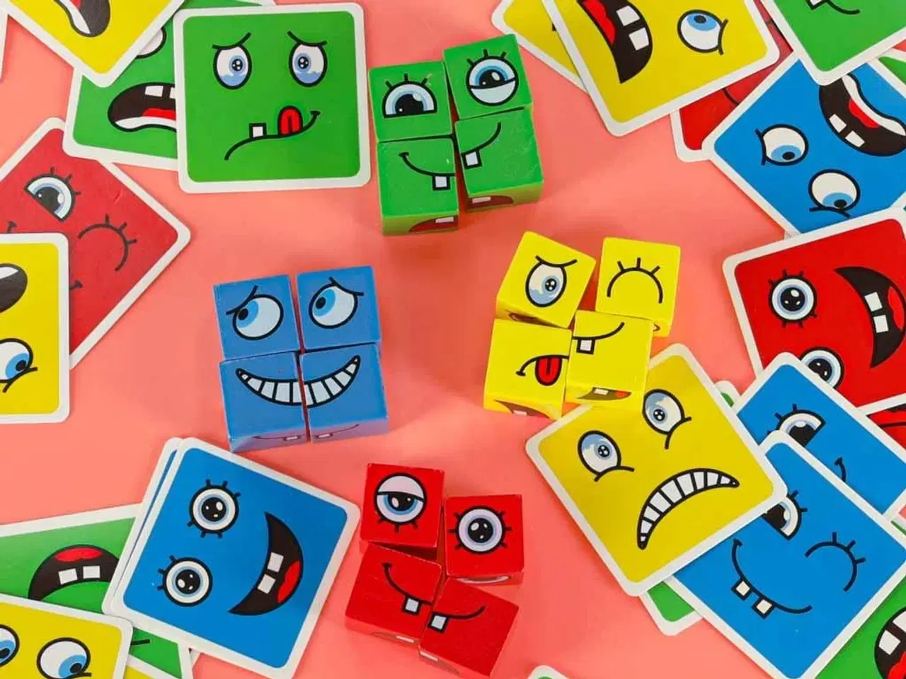 Billede 15 - Puslespil med skiftende ansigter – kreative klodser og kort (64 kort, 16 klodser)