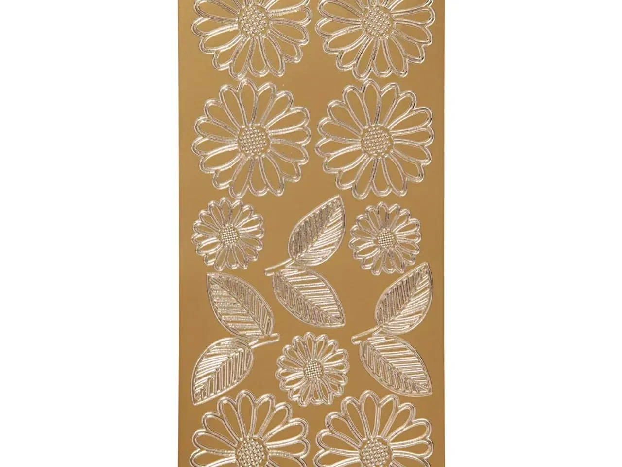 Billede 1 - Stickers, margueritter, ark 10x23 cm, guld, 1 ark