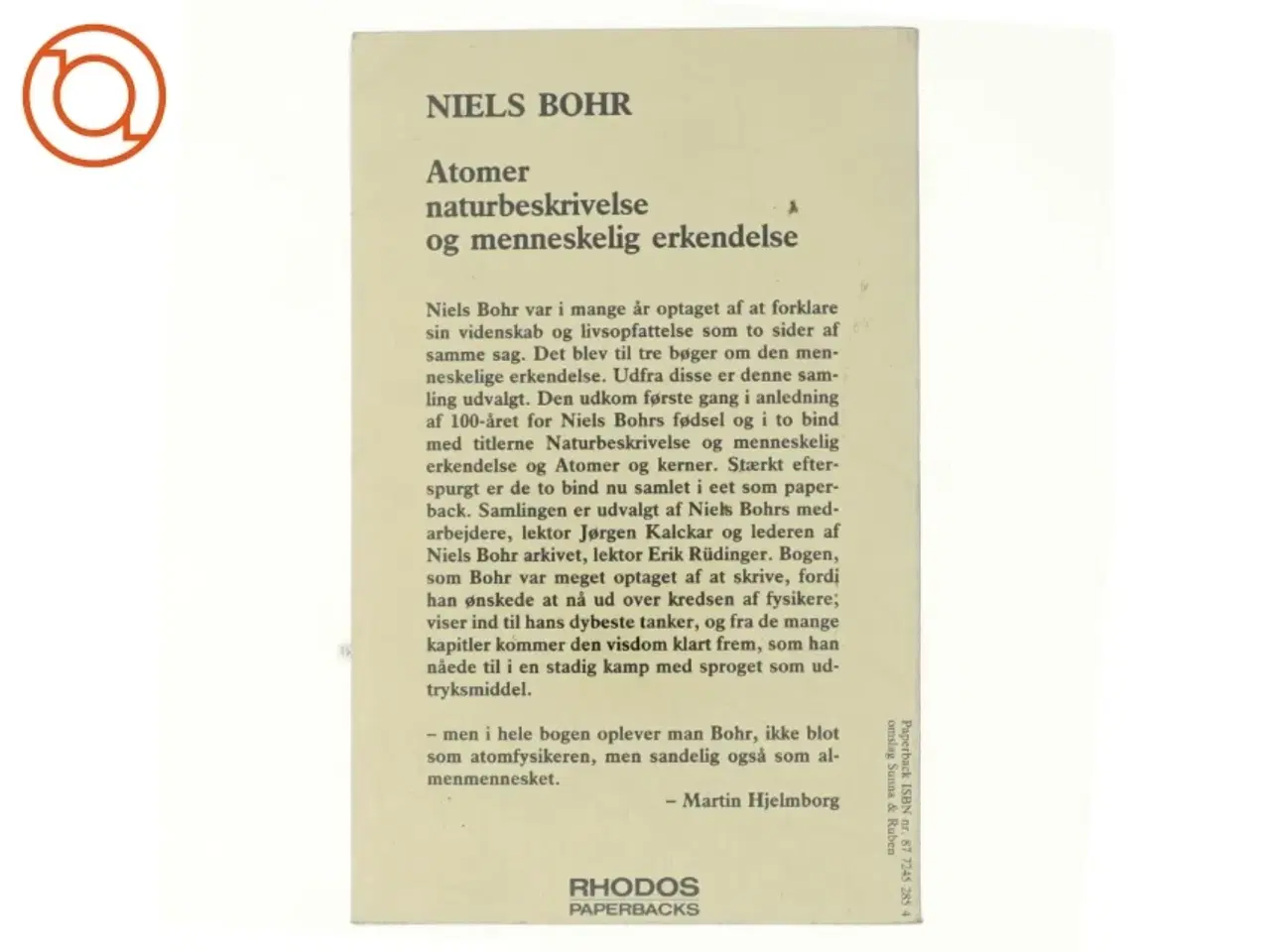 Billede 3 - Atomer, narturbeskrivelse og menneskelig fortåelse af Niels Bohr (bog)