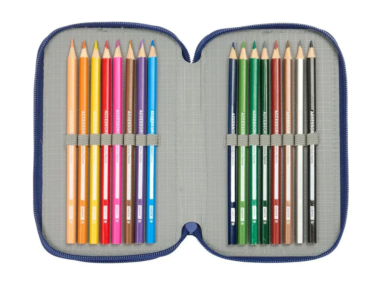 Billede 2 - Tredobbelt Penalhus F.C. Barcelona Marineblå 12,5 x 19,5 x 5,5 cm 37 Dele
