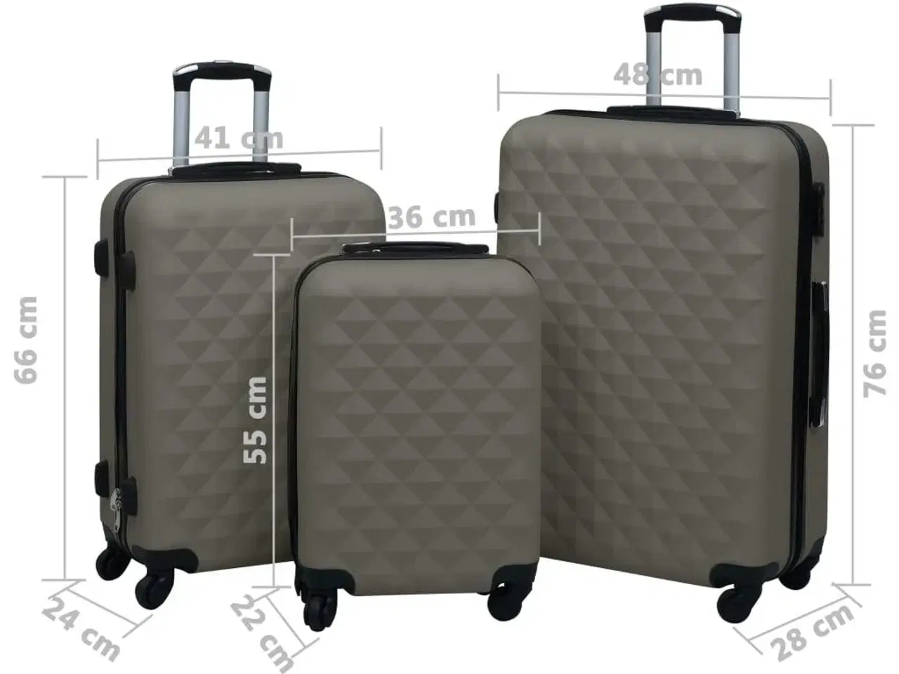 Billede 8 - Kuffertsæt 3 dele hardcase ABS antracitgrå