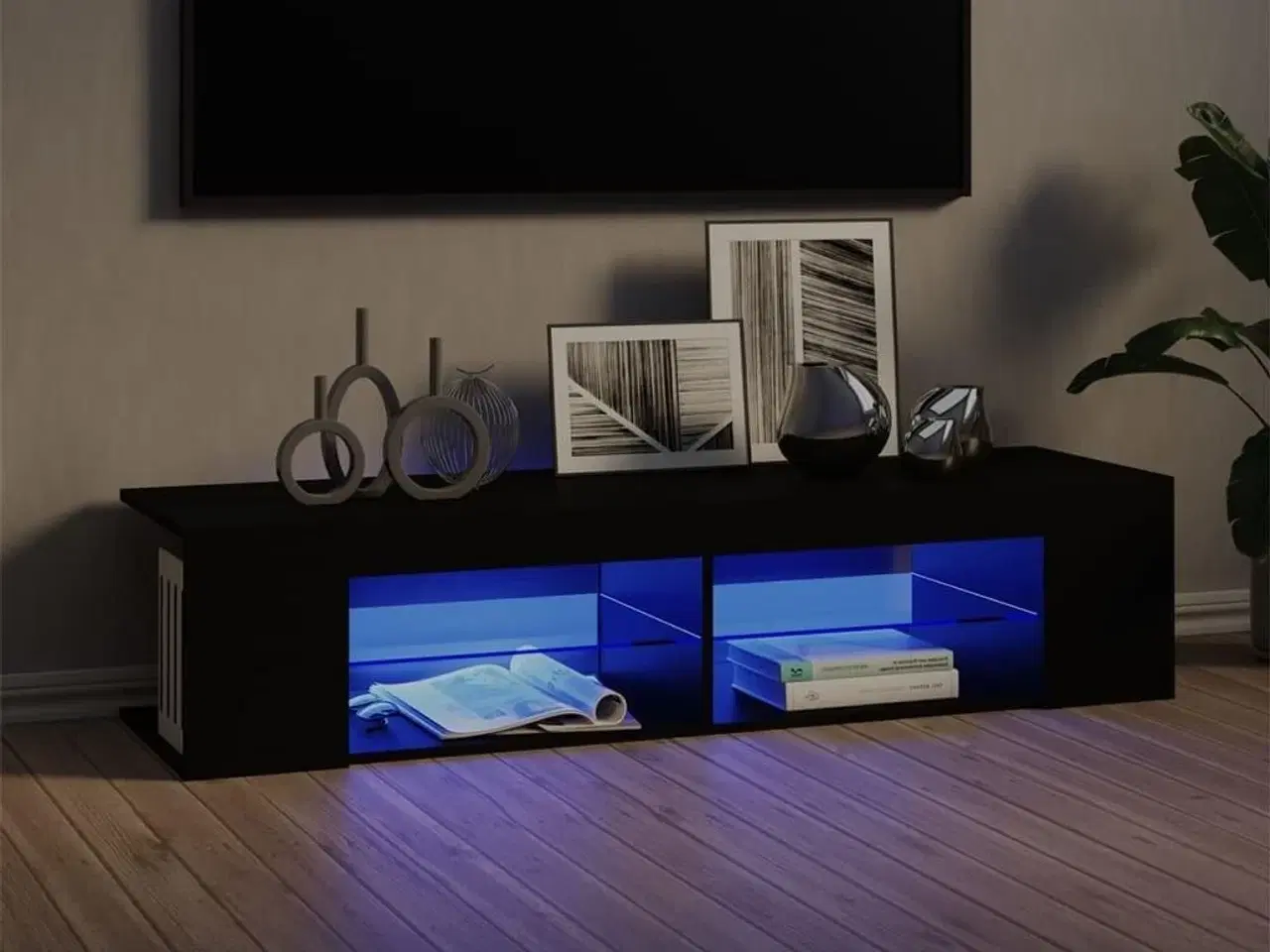 Billede 1 - Tv-skab med LED-lys 135x39x30 cm sort