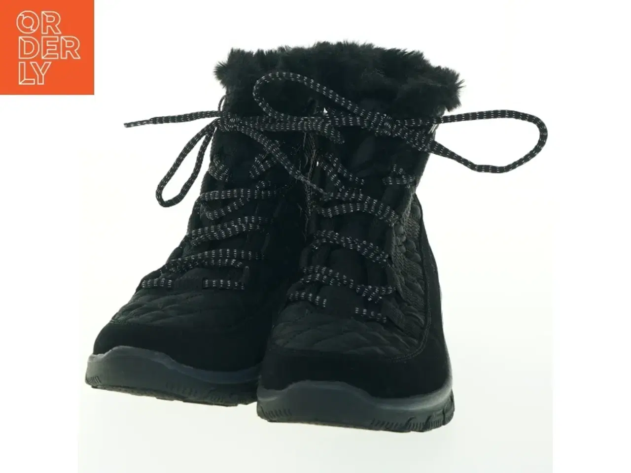 Billede 6 - Sorte vinterstøvler med pelskant fra Skechers str. 38