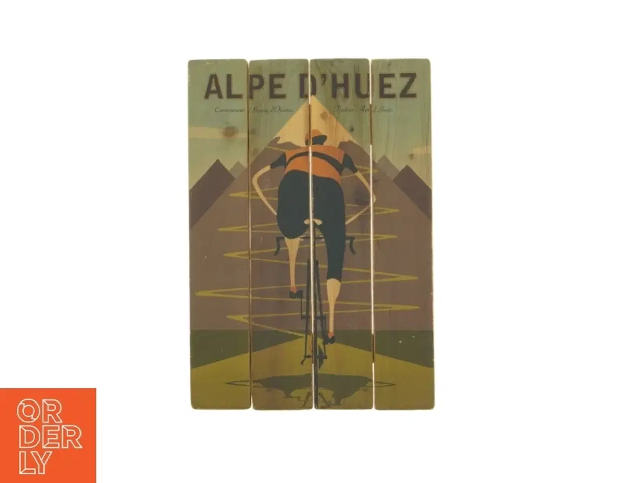 Billede 1 - Træpallevægdekoration - Alpe d'Huez cykel tema (str. 28 x 20 cm)