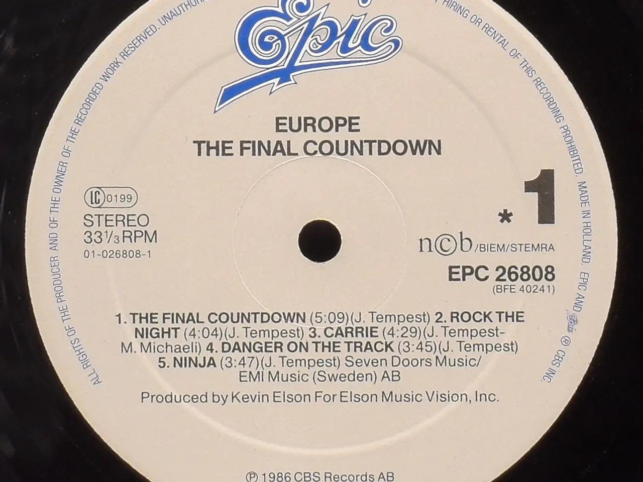 Billede 5 - Europe - The Final Countdown - SCAN 1986 (VG+/VG)