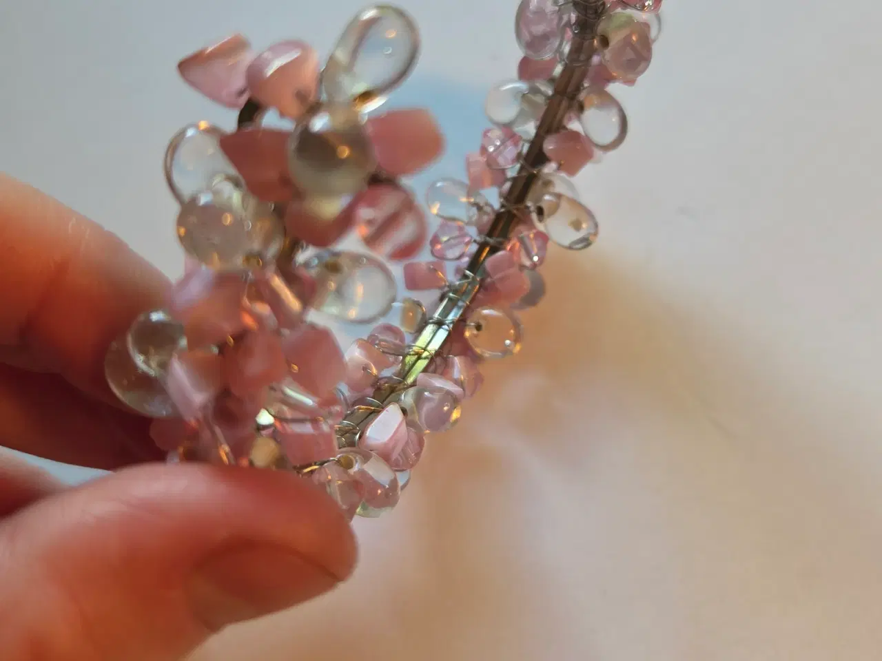 Billede 7 - Rosa og klar perle armbånd