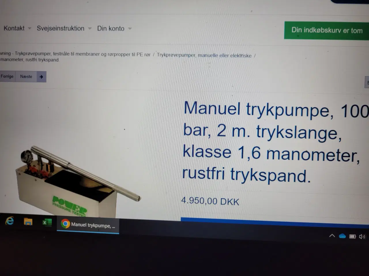 Billede 1 - Tryktester Vand og Olie.