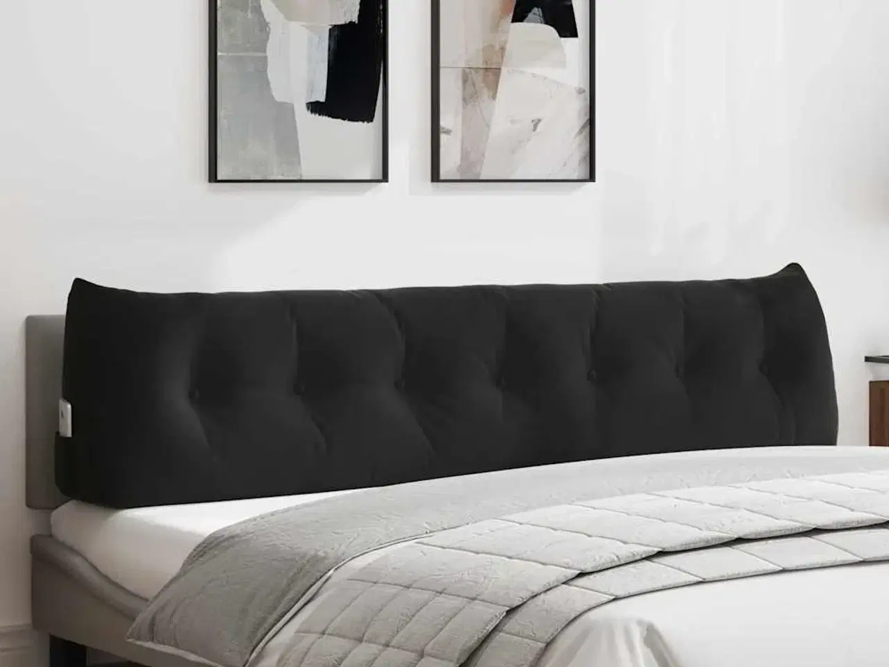 Billede 1 - Rygpude Sort 200 x 24 x 50 cm Fløjl