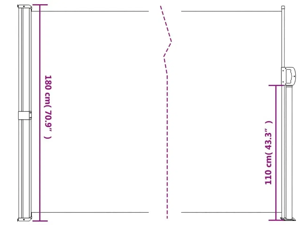 Billede 10 - Sammenrullelig sidemarkise 180x600 cm sort