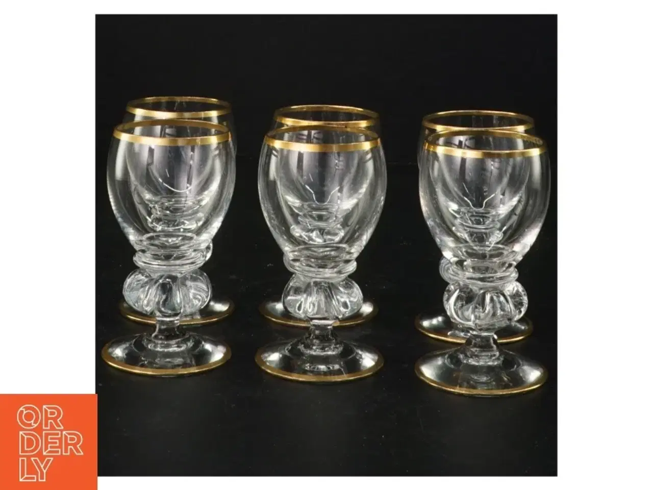 Billede 1 - Gisselfeld portvinsglas med guldkant fra Holmegaard (str. 9,5 x 5 cm)