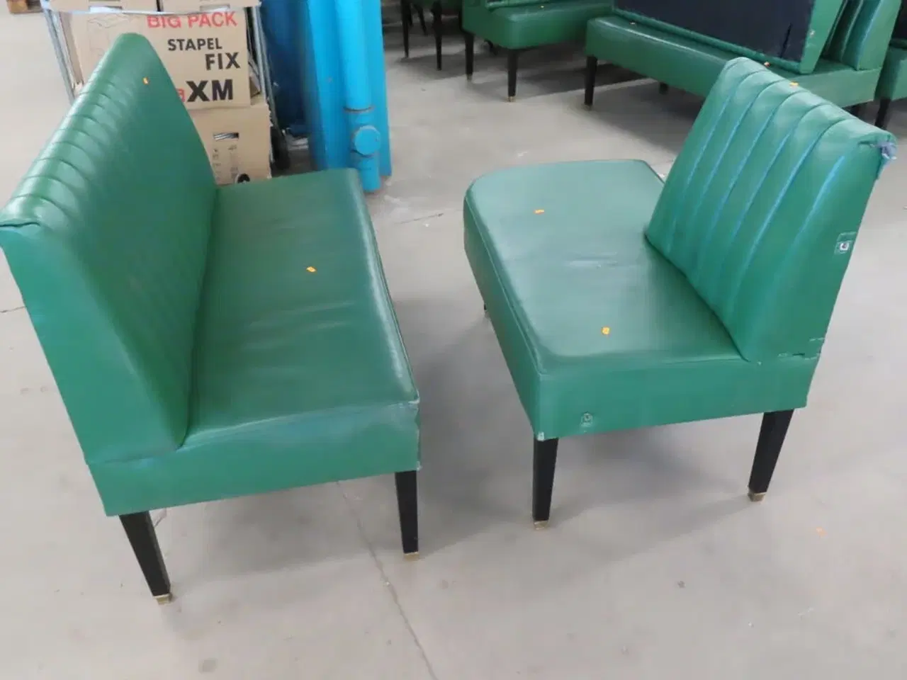 Billede 3 - 2 stk. Spisesofamoduler i grøn læder