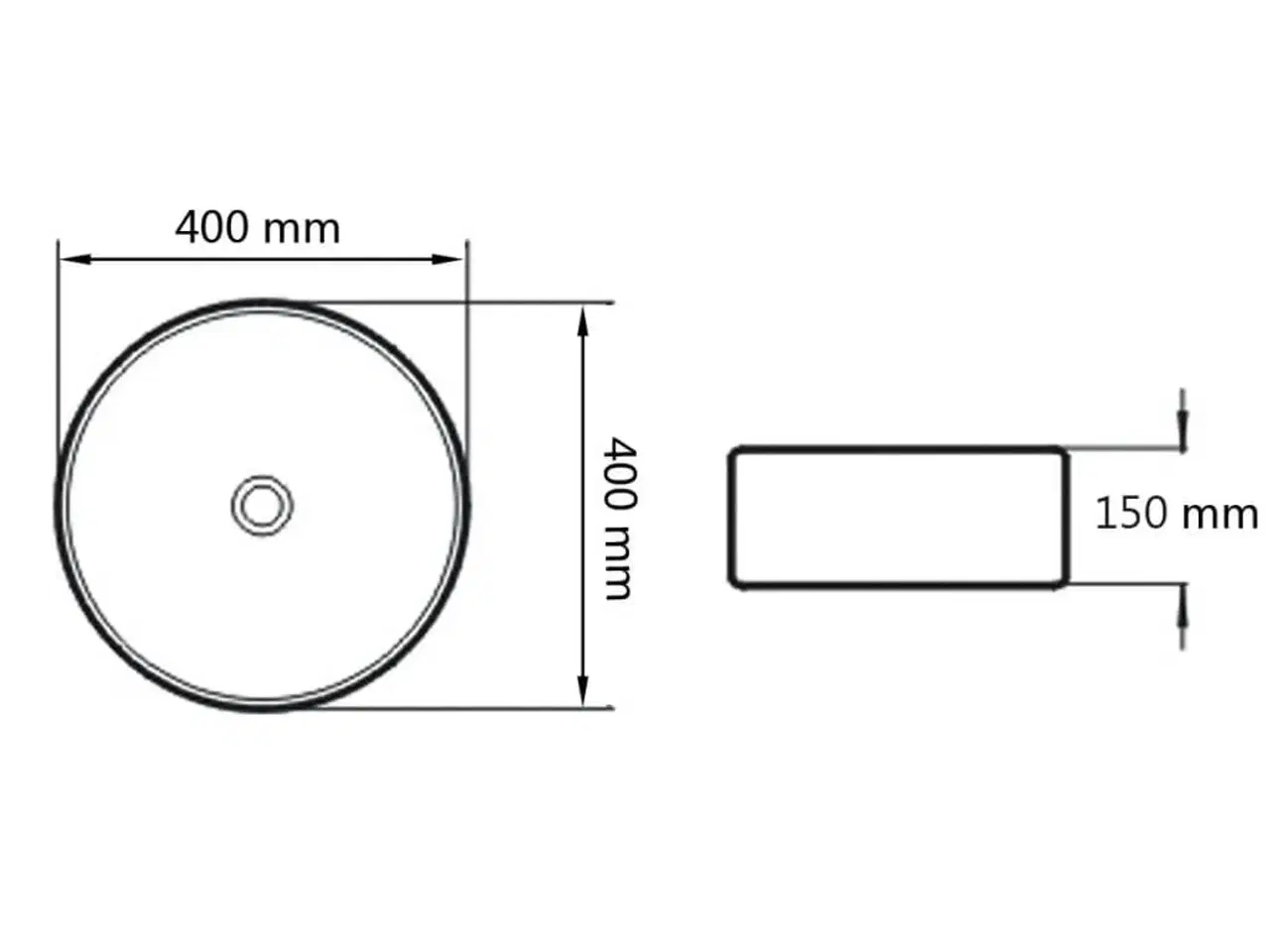 Billede 6 - Håndvask rund keramik hvid 40 x 15 cm