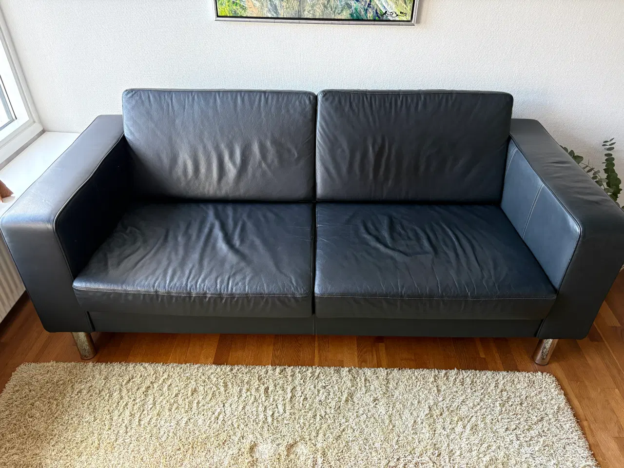 Billede 1 - Flot lædersofa sort.