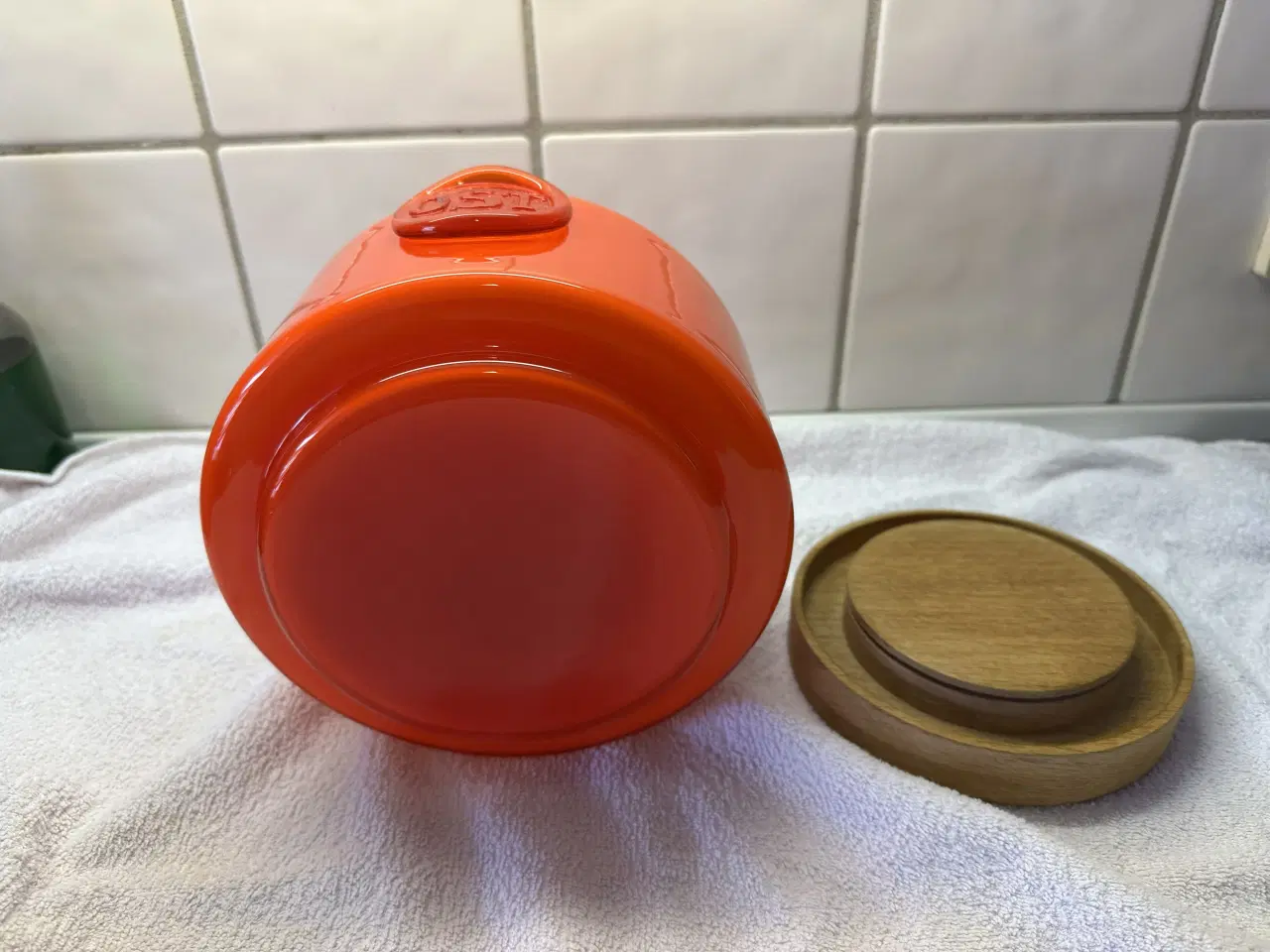 Billede 2 - Unik Holmegaard Orange Opbevaringskrukke