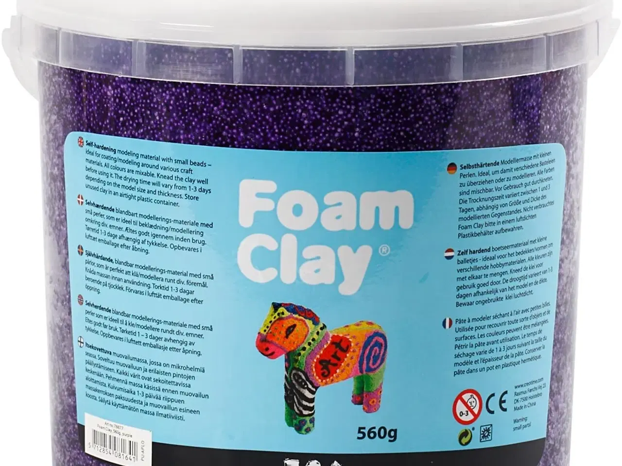 Billede 1 - Foam Clay® Lilla - 560g Selvhærdende Modellering