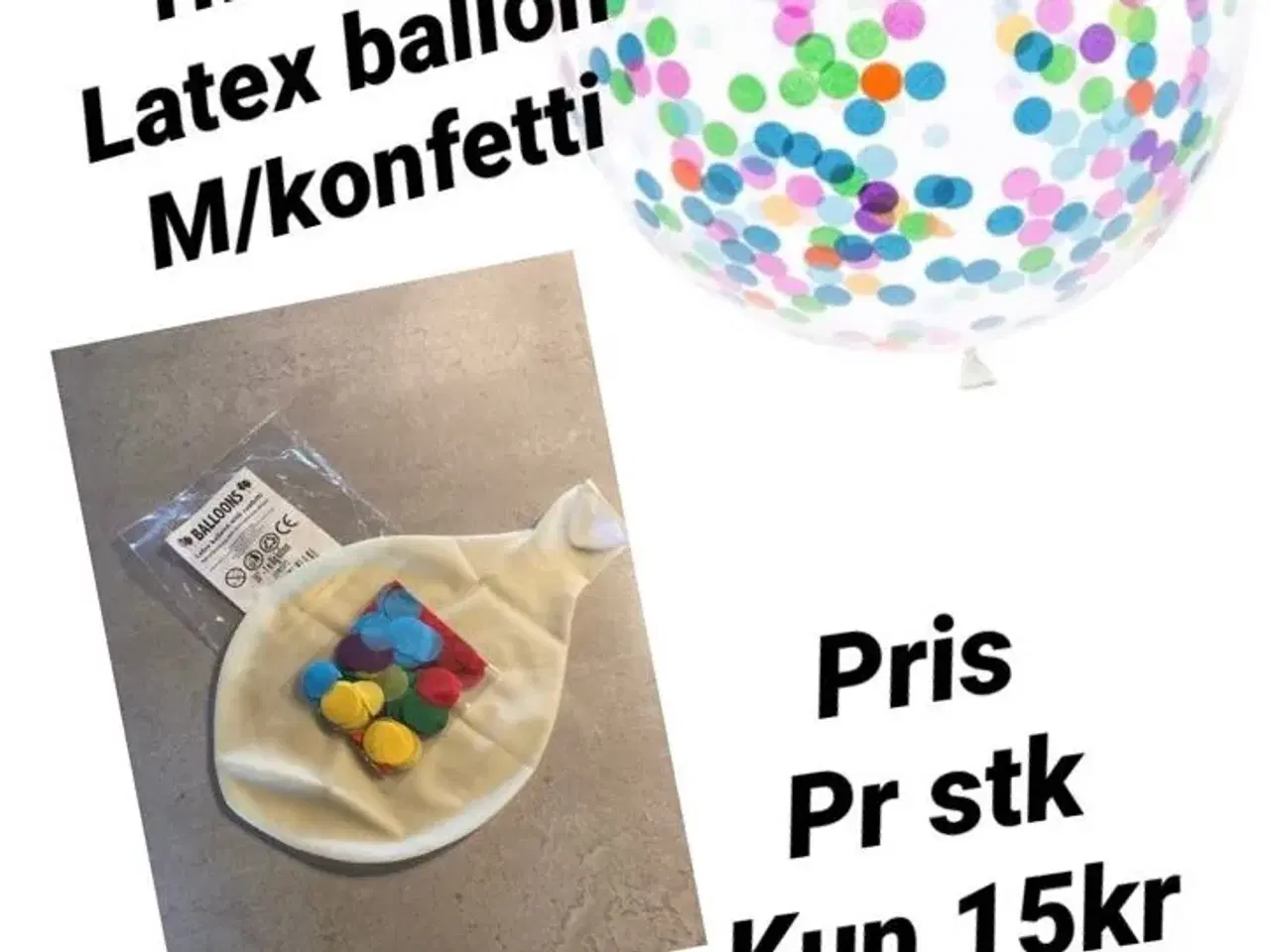 Billede 1 - 1 stk kæmpe 1meters ballon m/konfetti