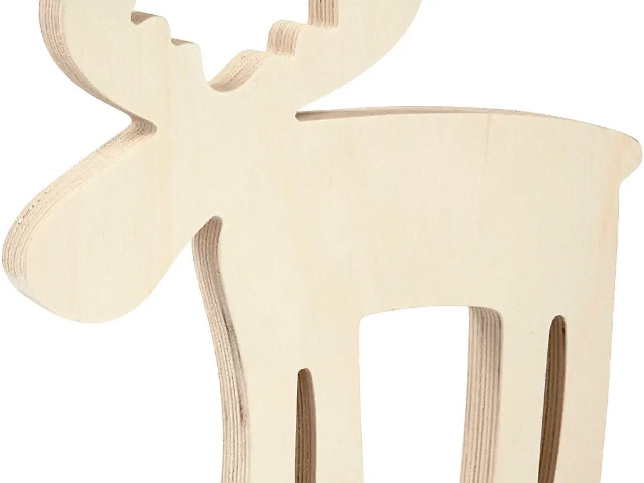 Billede 1 - Stående Elg i Lyst Træ - 15x14 cm Dekoration