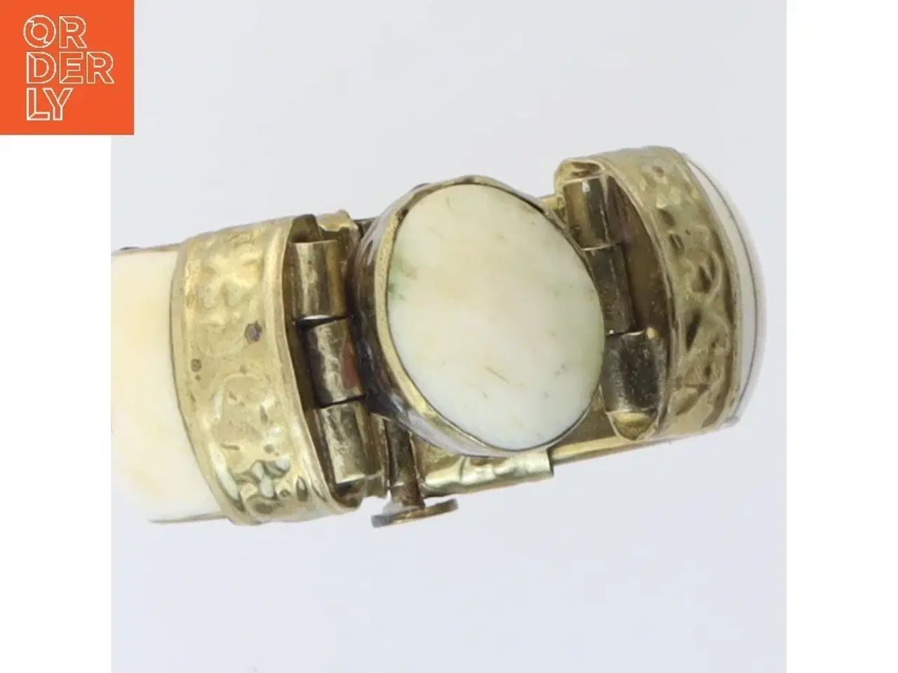 Billede 3 - Armbånd i messing og ben (str. Ø. 5,5 cm)