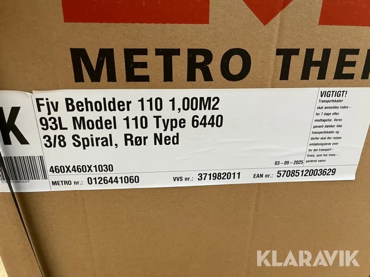 Billede 12 - Varmtvandsbeholder Metro Therm Model 110 6440 - 3/8 spi 93L - 1 styk
