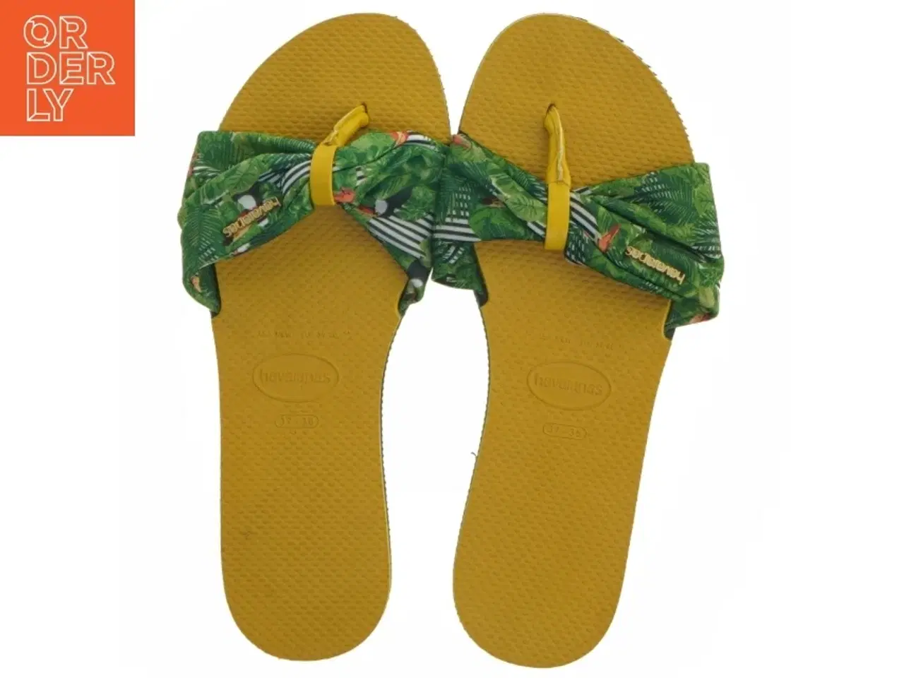 Billede 4 - Havainas gule flip-flops med tropisk mønster fra Havaianas (str. 37)