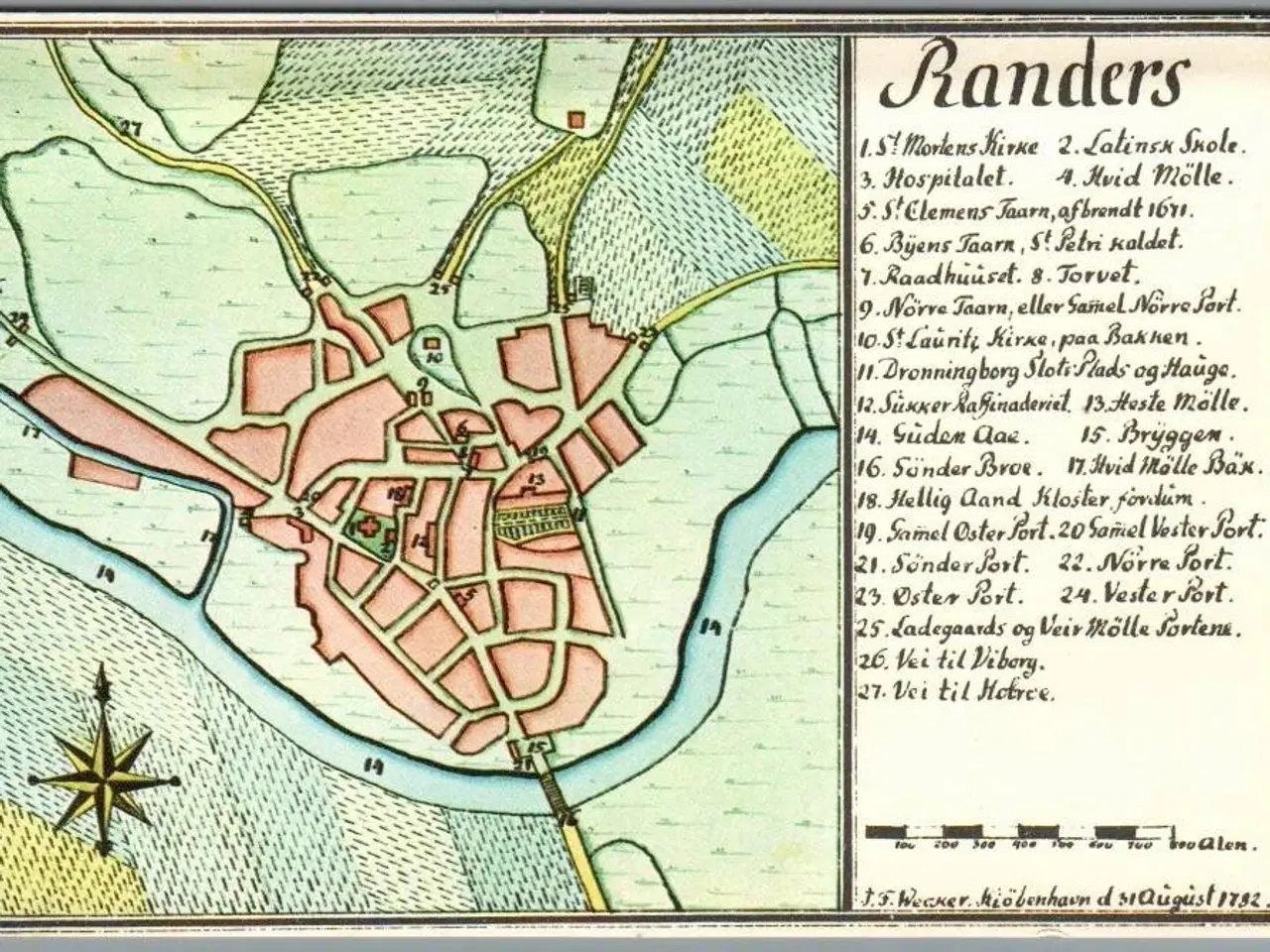 Billede 1 - Randers - Kopi af kort fra 1782