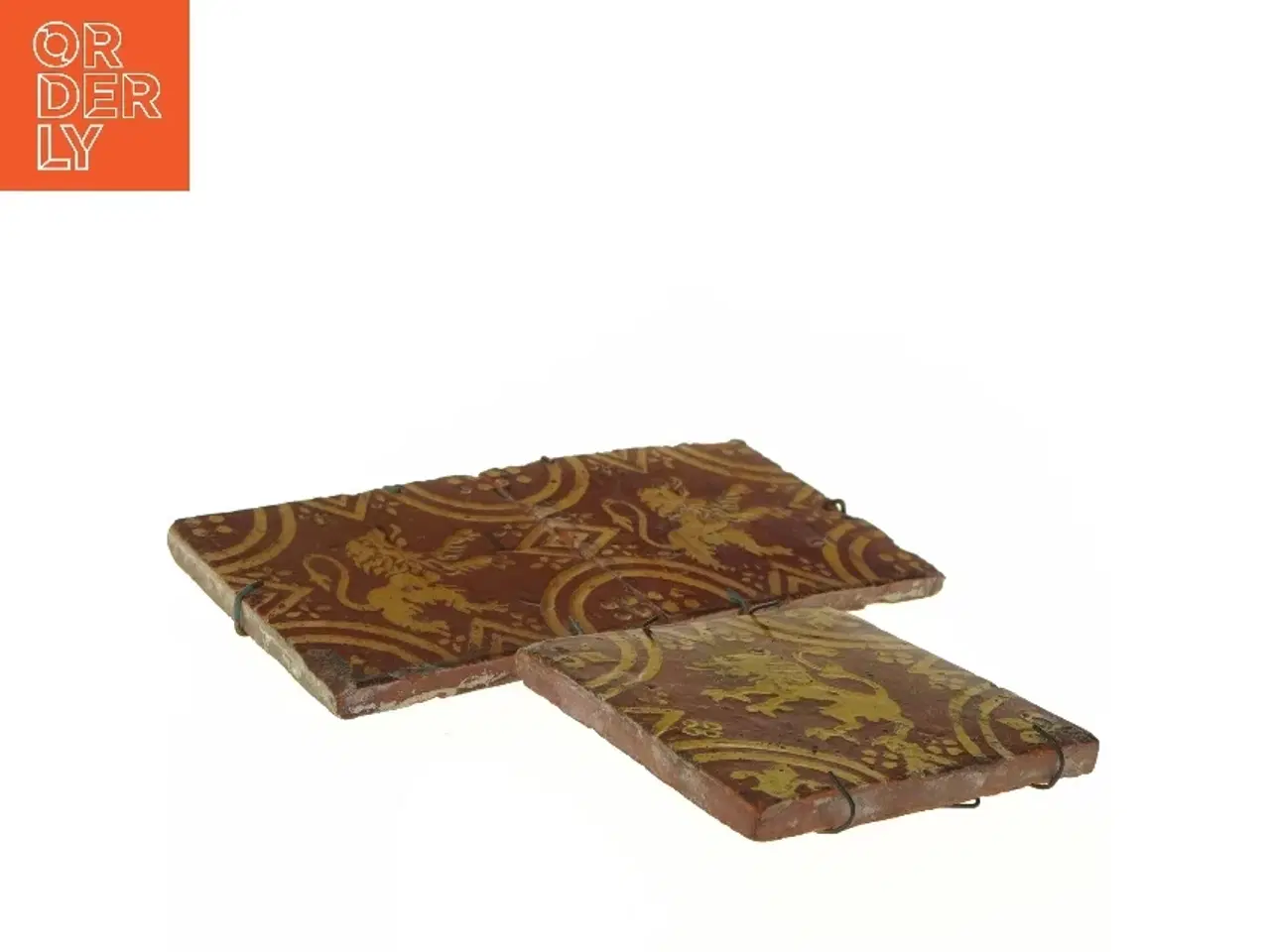 Billede 3 - Oranje fliser med løvemotiv (str. 15,5x15,5 cm)