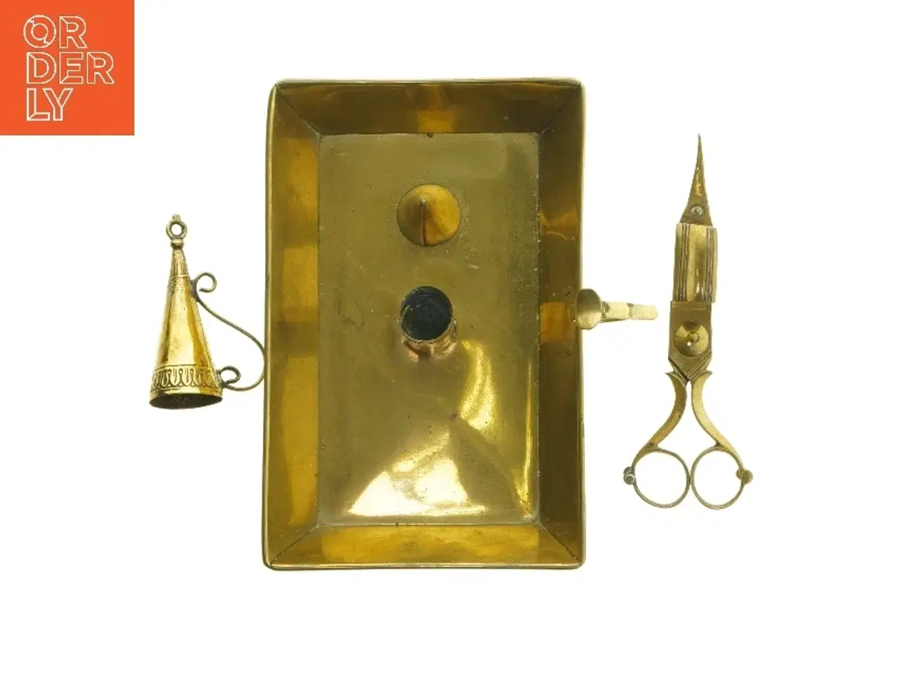 Billede 1 - Vintage lysestage med snuffer og vægerek (str. 20x14 cm)