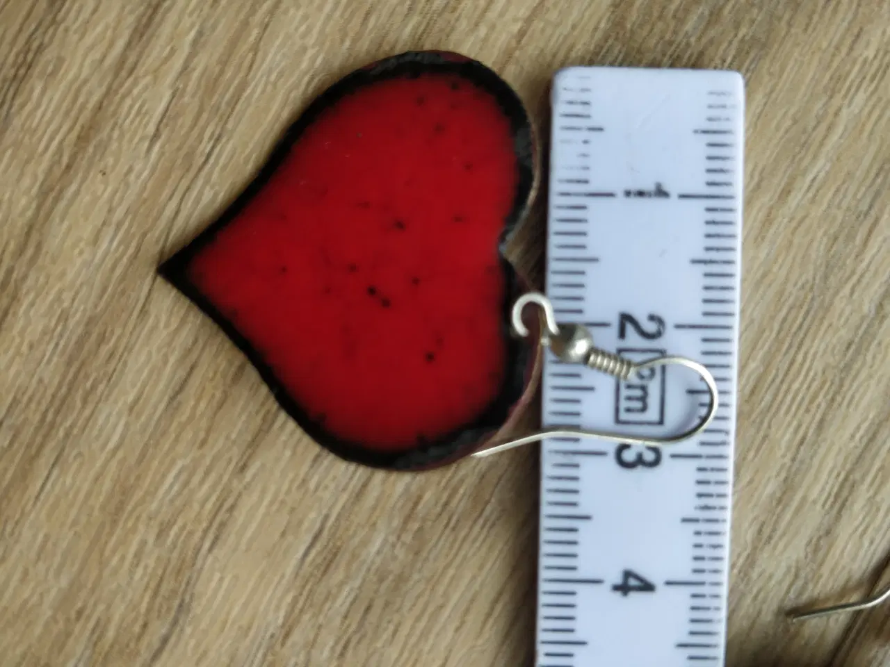 Billede 6 - Røde emalje hjertedråbe øreringe