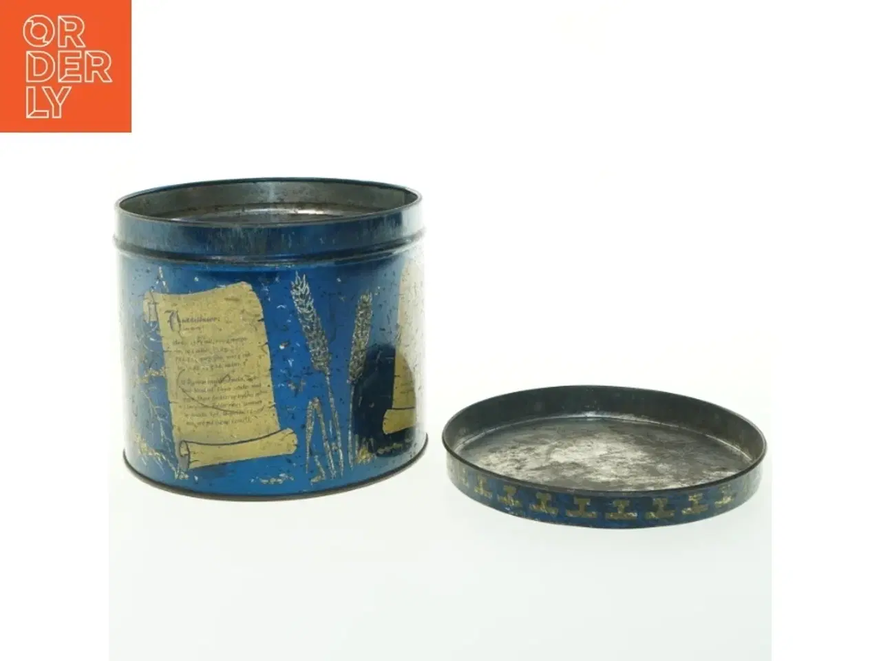 Billede 4 - Vintage blå rund metal småkage dåse (str. 16. cm ø. 19 cm)